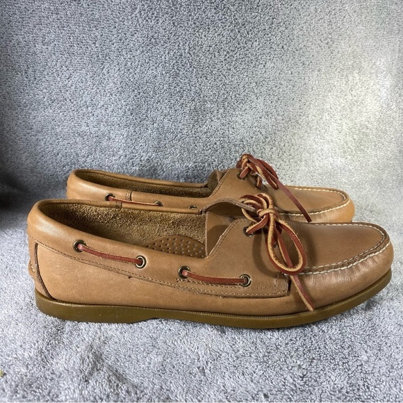 St John’s‎ Bay Mens Leather Shoes Size 10M Loafer’s Slip On Boat Flats - Picture 1 of 11